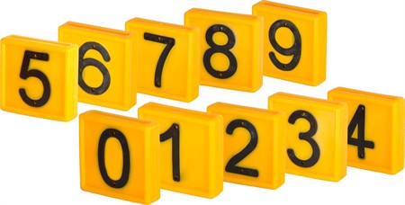 Halsremsmärke Gul Siffror 10-pack