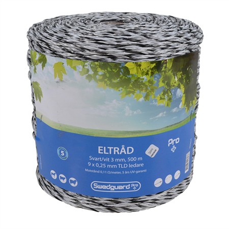 Eltråd Pro+ 3mm Vit/Svart 500m 9x0,25